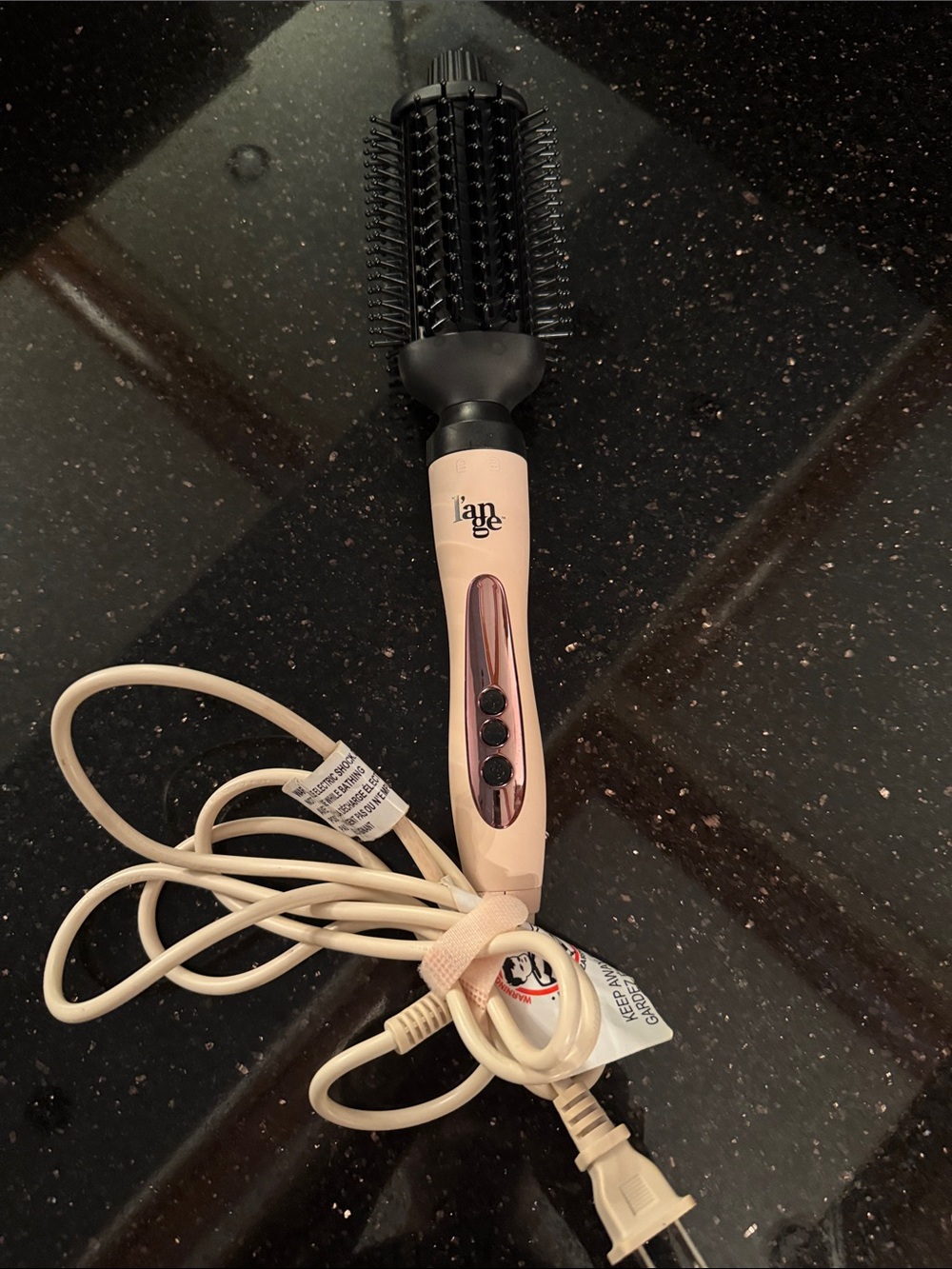 Lange Pink and Black Heated Round Brush Styler with Sm and Lg brush
